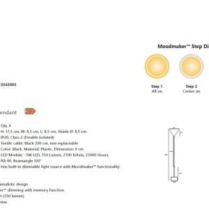 Pendul LED, design modern, 3-Step MOODMAKER, Clyde negru - Img 5