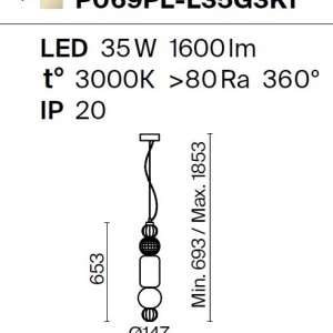 Pendul LED design modern Collar auriu, transparent, alb - Img 5