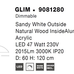 Pendul LED dimabil design modern GLIM alb 60cm - Img 4