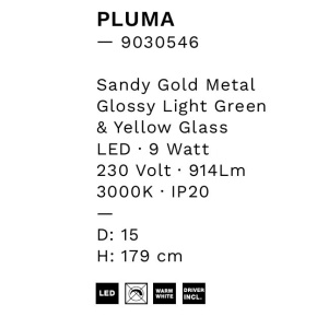 Pendul LED, Lustra design modern Pluma verde deschis/ galben 148166 universul-luminii.ro