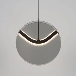 Pendul LED metal negru cu sticla fumurie, HALLEY