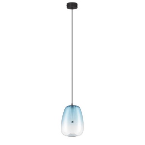 Pendul LED modern, Metal, Sticla, Albastru deschis, OBLO