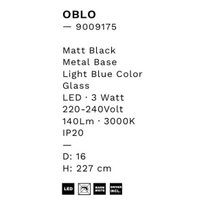 Pendul LED modern, Metal, Sticla, Albastru deschis, OBLO 168496 universul-luminii.ro