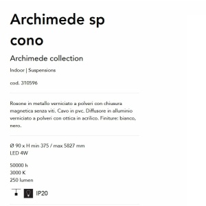 Pendul LED stil minimalist Archimede sp cono alb - Img 3