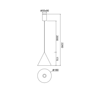 Pendul LED stil minimalist CONO D-18cm leather - Img 3