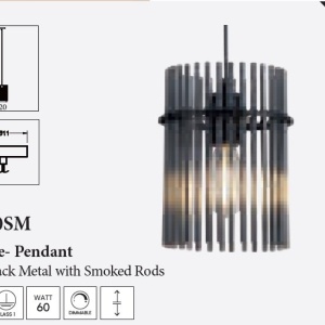 Pendul metal negru, tije din sticla Swizzle 622876 universul-luminii.ro