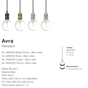 Pendul minimalist design scandinav Avra negru 84800003 NL - Img 5