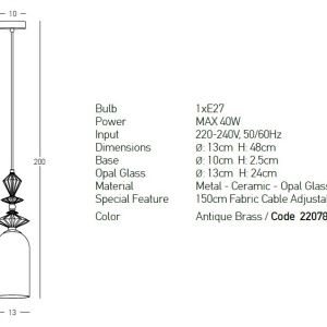Pendul modern cu elemente ceramice si sticla Mahala 117936 universul-luminii.ro