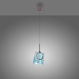 Pendul modern LED 3000K, inaltime reglabila, sticla, albastru, Zula - Img 4