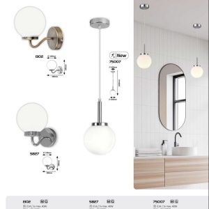 Pendul pentru baie design modern IP44 Togo crom, alb - Img 5