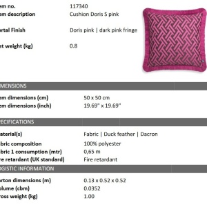Perna decorativa design LUX Doris S pink, 50x50cm - Img 2