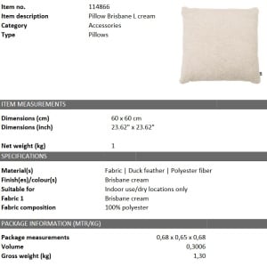 Perna decorativa LUX 60x60cm, Brisbane Cream L 114866 HZ - Img 4