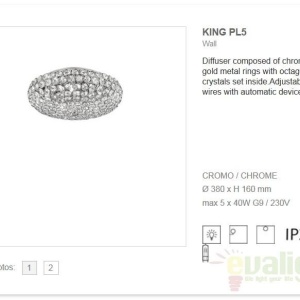 Plafonier cristal Venezian diam.38cm KING PL5 CROMO 075419 52276 universul-luminii.ro