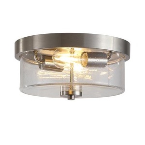 Plafoniera baie metal argintiu satin sticla IP44 Preston 2L