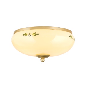 Plafoniera clasica Landhaus 28cm alama satin/ sticla champagne decor verde 99246 universul-luminii.ro