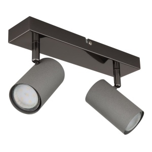 Plafoniera cu 2 spoturi directionabile metal negru gri ROBBY 249376 universul-luminii.ro