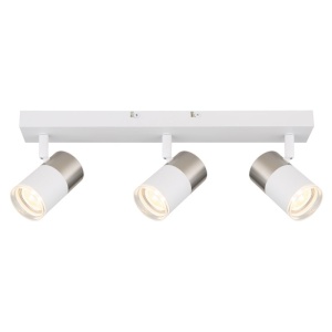 Plafoniera cu 3 Spoturi directionabile BRISBON nickel/alb 157986 universul-luminii.ro