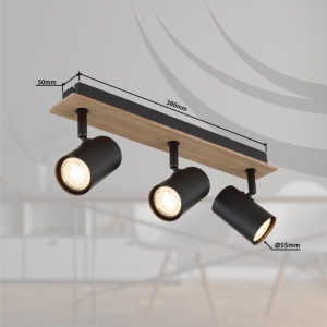 Plafoniera cu 3 Spoturi directionabile LINCA natur/negru 240196 universul-luminii.ro