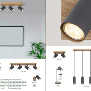 Plafoniera cu 4 spoturi directionabile design modern ROBBY gri grafit 210726 universul-luminii.ro