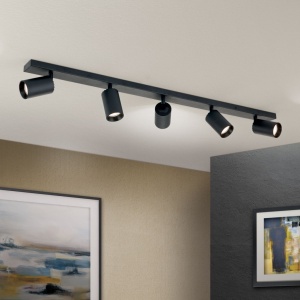Plafoniera cu 5 Spoturi stil minimalist modern SEAN negru 156956 universul-luminii.ro
