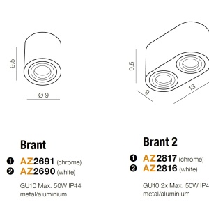 Plafoniera cu spoturi aplicate pentru baie IP44 Brant 2 alba 71016 universul-luminii.ro
