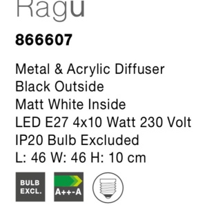Plafoniera design modern 46x46cm Ragu negru NVL-866607 77486 universul-luminii.ro