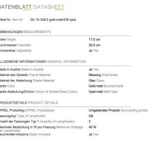 Plafoniera design modern OPALDESIGN 3L, auriu mat - Img 8