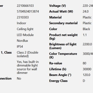 Plafoniera LED baie IP54 design ultra-slim Oja black 3000K/4000K 149526 universul-luminii.ro