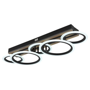 Plafoniera LED CCT BLEVINS riflaj MDF cu efect de lemn 620026 universul-luminii.ro