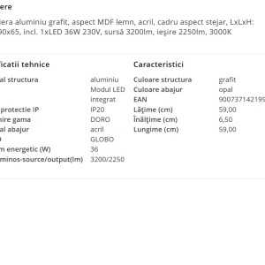 Plafoniera LED cu aspect lemn design slim DORO 36W 203046 universul-luminii.ro