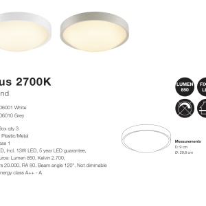 Plafoniera LED design circular Altus 2700 alba 47206001 NL 42816 universul-luminii.ro