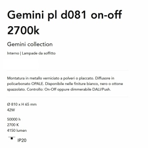 Plafoniera LED design circular Gemini pl d081 on-off 2700k negru 165076 universul-luminii.ro