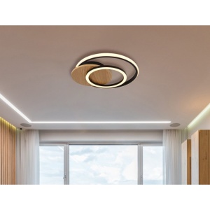 Plafoniera LED design circular JULIO negru/lemn - Img 2