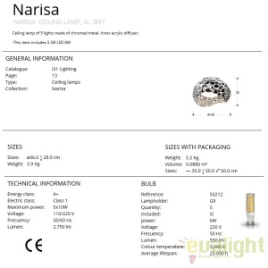 Plafoniera LED design modern diam.46cm Narisa crom SV-266866 57496 universul-luminii.ro