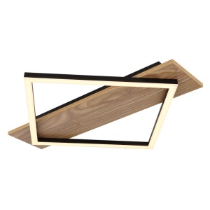 Plafoniera LED metal negru, MDF aspect de lemn BEATRIX I