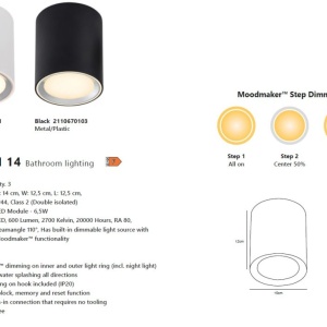 Plafoniera LED pentru baie design modern, 3-step MOODMAKER, IP44, LANDON 14 negru 211896 universul-luminii.ro
