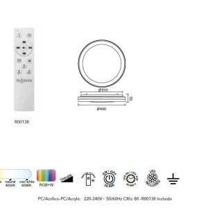 Plafoniera LED RGB dimabila cu telecomanda GAMER alba 132346 universul-luminii.ro