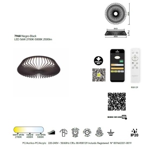 Plafoniera LED Smart dimabila cu telecomanda HIMALAYA 56W lemn 132376 universul-luminii.ro