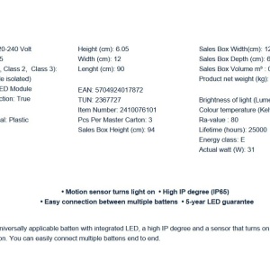 Plafoniera liniara LED cu senzor de miscare si protectie IP65 Burbank 90 163666 universul-luminii.ro