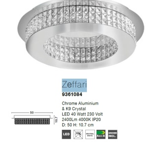 Plafoniera, Lustra LED aplicata design modern Zeffari, crom - Img 2