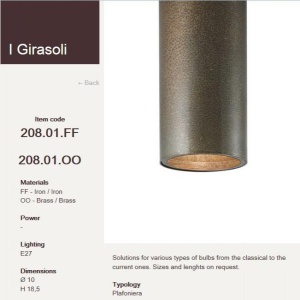 Plafoniera minimalista aspect antique brass diametru 10cm, H-18,5cm I Girasoli 208.01 53986 universul-luminii.ro