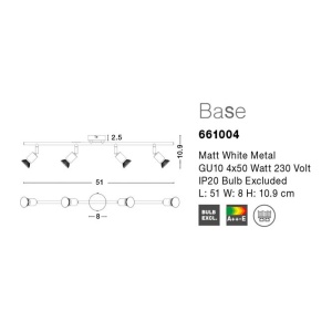 Plafoniera moderna cu spoturi Base alba 4L NVL-661004 78946 universul-luminii.ro
