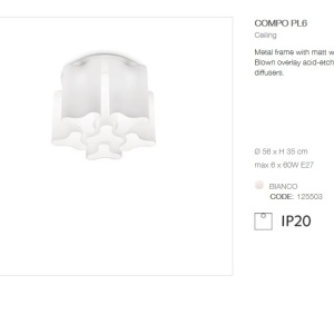 Plafoniera moderna design lux diametru 56cm, COMPO PL6 BIANCO 125503 66316 universul-luminii.ro