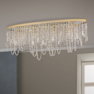 Plafoniera ovala din alama si cristale Schöler Kristalldesign 110x25cm, gold - Img 8