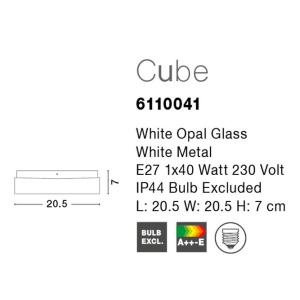 Plafoniera pentru baie moderna IP44 Cube 20,5cm NVL-6110041 77416 universul-luminii.ro