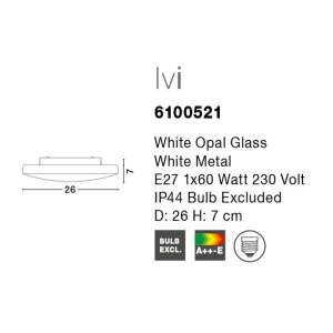 Plafoniera pentru baie moderna IP44 Ivi 26cm NVL-6100521 77406 universul-luminii.ro