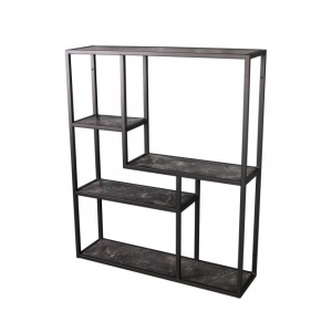 Raft de perete design industrial Slim Line 90cm, negru