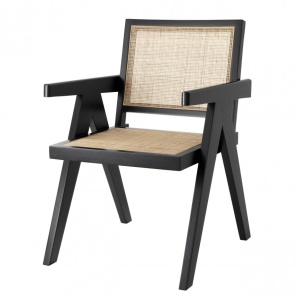 Scaun cu brate design vintage Aristide, negru 114619 HZ