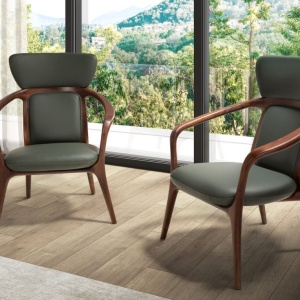 Scaun cu brate LUX design italian, Piele Sintetica Verde Inchis - Img 7
