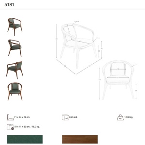 Scaun cu brate LUX design italian, Piele Sintetica Verde Inchis - Img 9